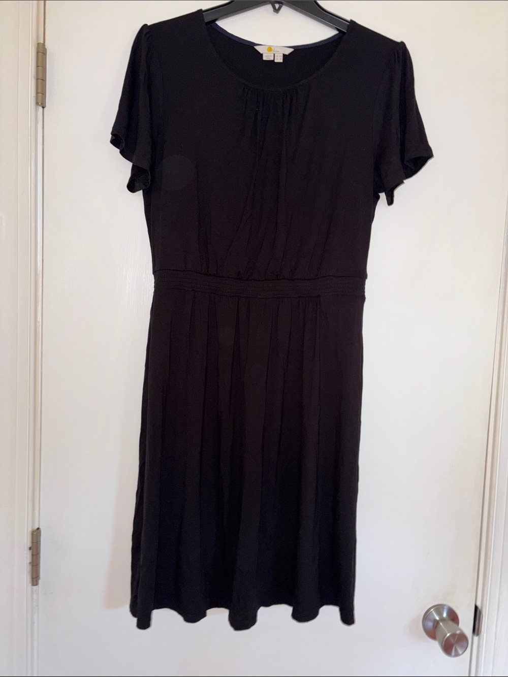 Boden black jersey smocked waist dress women’s 8P 8 P